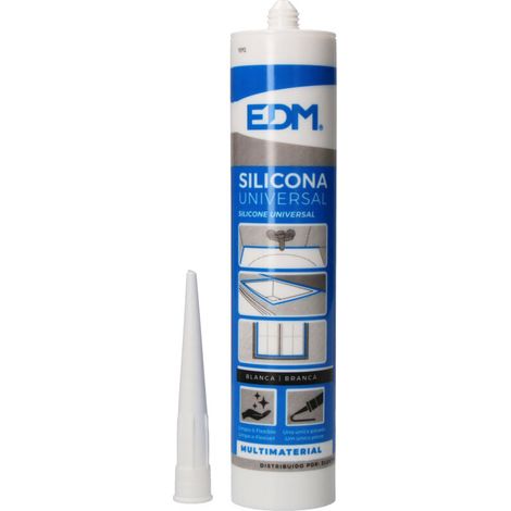 EDM – Silicone universelle 280ml – Étanchéité fenêtres et sanitaires – Résistant aux chantiers humides – Pour bois dur et teck (1/3)