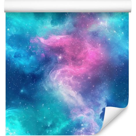 Aquarell-Galaxy-Tapete in Blau und Türkis für Wohn- und Schlafzimmer, 50x1000 (1/5)