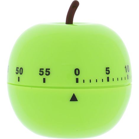 Apfelförmiger Küchen-Cronometer, 60 Minuten/1 Stunde, mechanischer Küchen-Cronometer, ideal zum Kochen und Backen, grün