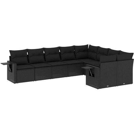Maison Exclusive - 9-tlg. Garten-Sofagarnitur mit Kissen Schwarz