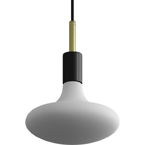 Lampada a sospensione Made in Italy completa di cavo tessile, finiture in metallo e serracavo da 7cm  Senza lampadina - Nero - Ottone - Matter ON/OFF