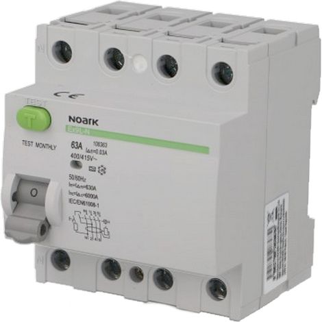 Interrupteur Différentiel 63A / 30mA / type A / Tétrapolaire Noark Ex9L-N (1/2)