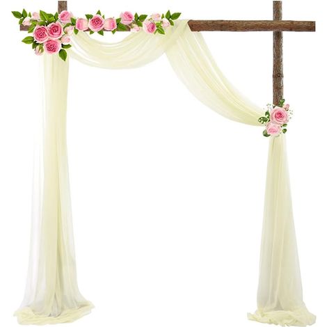 Tulle photo rideau de fond, Arc de mariage décoration tulle tissu mariage arc rideau, 75x600cm (jaune) (1/5)