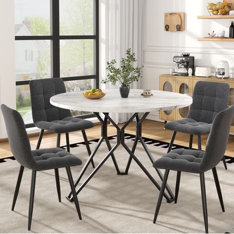 Esstisch Küchentisch Essgruppe rund 100 cm MDF OKMYHOME (1/5)