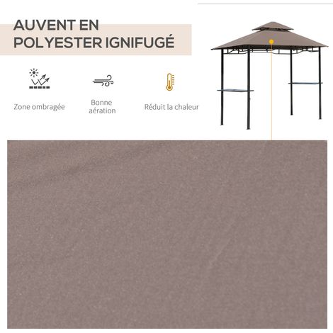 Tonnelle en toile LIVIO chocolat (1/2)