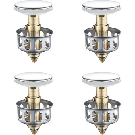 zhan-Lot de 4 crépines d'évier universelles en acier inoxydable, avec panier, pour cuisine et salle de bain, 35 mm (1/5)