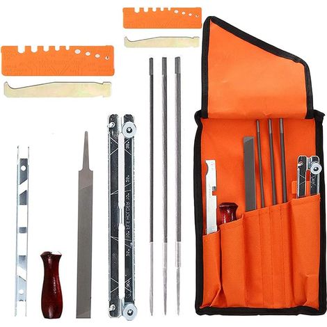 YMYNY Affuteuse de Tronçonneuse, 10 Pièces Kit d'affûtage de Chaîne kit affutage, Kit dAffûtage Universel pour Tronçonneuses pour une Coupe plus Sûre et plus Efficace à la Tronçonneuse (1/5)