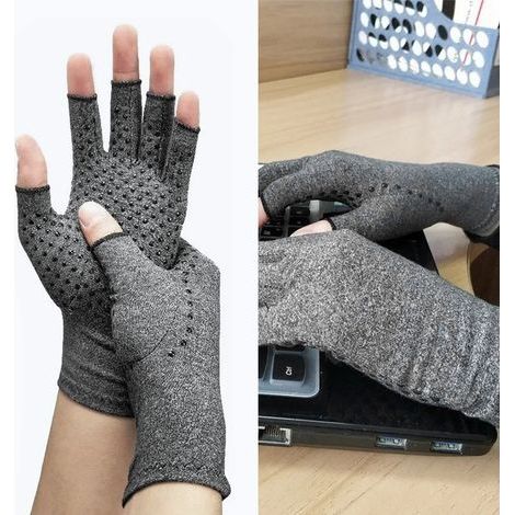 Gants de compression pour arthrose - Soutien articulaire sportif - Gris moucheté (1/5)
