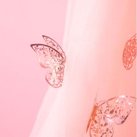 Pegatinas decorativas 3D de mariposas color oro rosa, 12 unidades. (1/4)