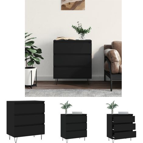 The Living Store - Sideboard Schwarz 60x35x70 cm Holzwerkstoff (1/5)