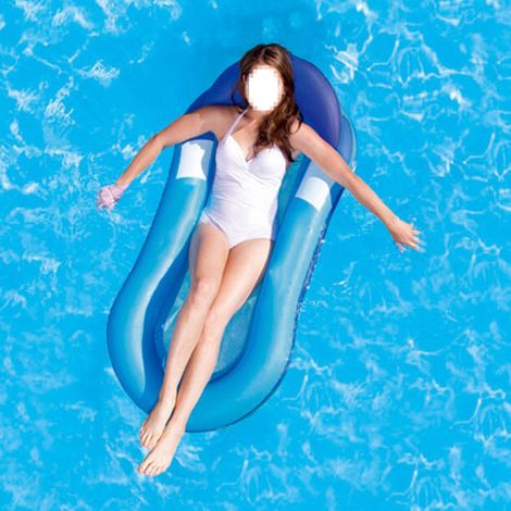 Matelas gonflable individuel pour piscine, chaise longue flottante, jouet aquatique pour hommes et femmes, bleu (1/5)