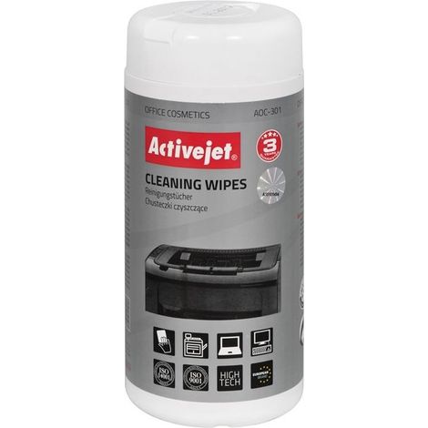 Activejet AOC-301 - 100 Toallitas Limpiadoras de Pantallas, Cuidado Profesional