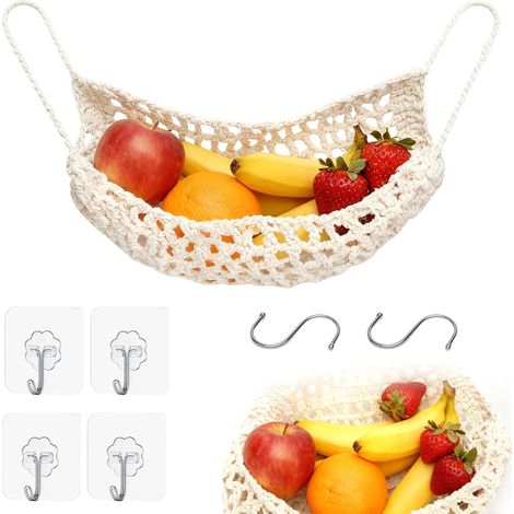 Panier à Fruits Suspendu, Macramé à Suspendre, Hamac à Fruits et Légumes (1/5)