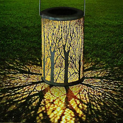 Lanterne solaire d'extérieur pour jardin, étanche, lampe suspendue sans fil rechargeable, décoration - Blanche-AquaForge
