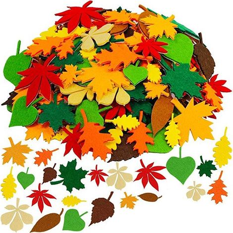 528 feuilles autocollantes en feutrine, feuilles d'érable, décorations automnales variées pour la fête de Thanksgiving et les loisirs créatifs. (1/5)