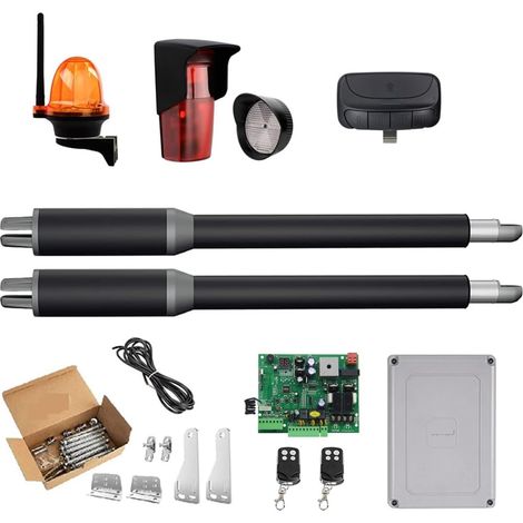 Kit d'ouvre-portes automatiques Ouvre-porte actionneur linéaire engrenage à vis sans fin DC ouvre-porte pivotant automatique Tube électrique, lumière, bouton, opérateur GSM pour accessoires de portail (1/5)