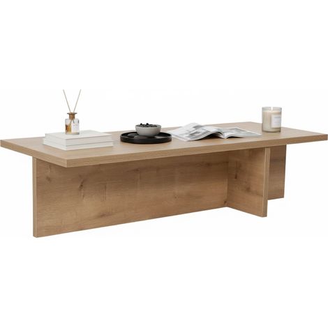 Couchtisch Marmor-Optik, Rechteckig, Platte aus Edelhartholz, Braun, 120x45x30h cm, Eiche-Dekor