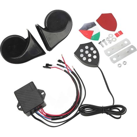 1. Kit Klaxon Électronique 12V 150dB Alarme Sonore avec Télécommande Universelle pour Voiture Berline Camion SUV (1/4)