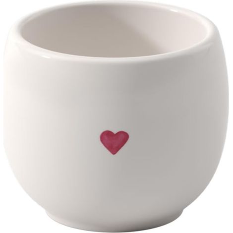 coquetier, dimensions : env. 5,5 x 5,5 x 4,5 cm, blanc avec décor aquarellé rouge, lave-vaisselle et four à micro-ondes, motif cœur, coquetier, porcelaine