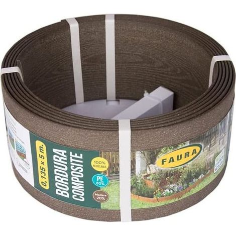 Dunkelbraune Verbundkante 0,135 x 5 Meter mit einer Stärke von 4,5 mm, ideal für Gärten