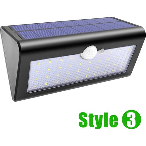 (Style 3) Lampe solaire extérieure avec détecteur de mouvement, 3/4 modes optionnels, 38/48 LED, sans fil, étanche, compatible avec porte d'entrée et jardin. (1/5)