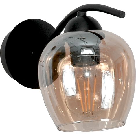 Schwarze Wandleuchte mit Graphitglasschirm 15-353 Rufi Amber (1/2)