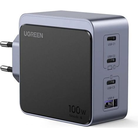 [NEUWERTIG] B-Ware Ugreen Ladegerät Netzteil Ladeadapter Nexode S Mehrfachlader 100 W 4 Port Grau