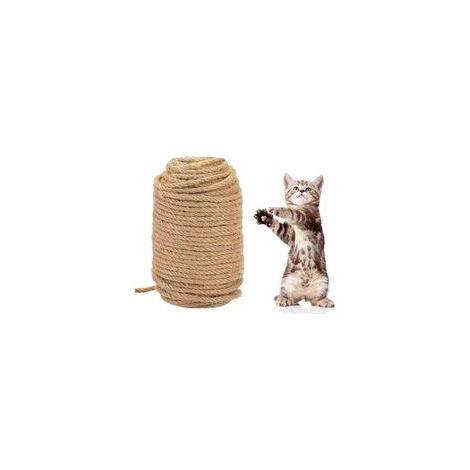 Corde en sisal Naturelle,50M Jouets en Sisal,griffoir Chats,6 mm d'épaisseur,Protéger Les Chats, broyer Les Jouets à Griffes Ramper Les matériaux (1/4)