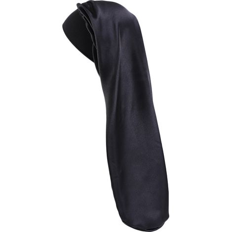 Bonnet De Nuit Satin - 3 Pièces - Élastique Tube Long - Pour Cheveux Longs Bouclés Tressés Dreadlocks - Noir (1/5)