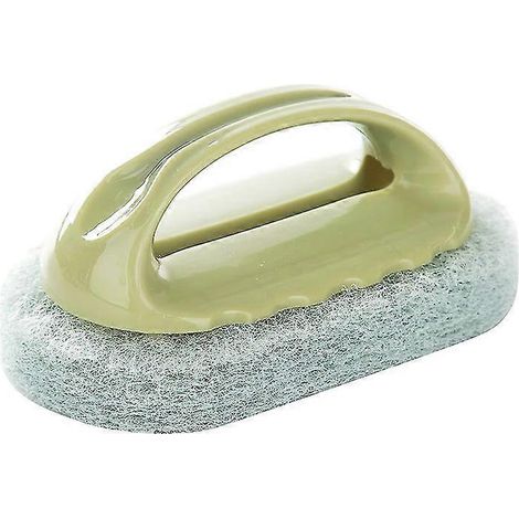 Lot de 2 brosses de nettoyage de cuisine avec manche, éponge anti-désinfection, idéales pour nettoyer la salle de bain, la baignoire et le carrelage (vert). (1/3)