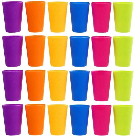Lot de 24 gobelets colorés en plastique, motif ours et arc-en-ciel.-10.3x7cm-Colorful