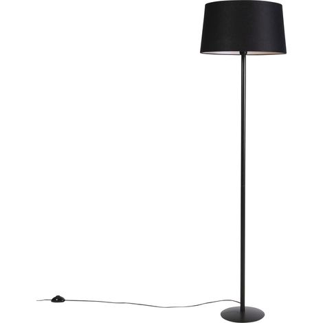 QAZQA Schwarze Stehlampe mit Leinenschirm schwarz 45 cm - Simplo