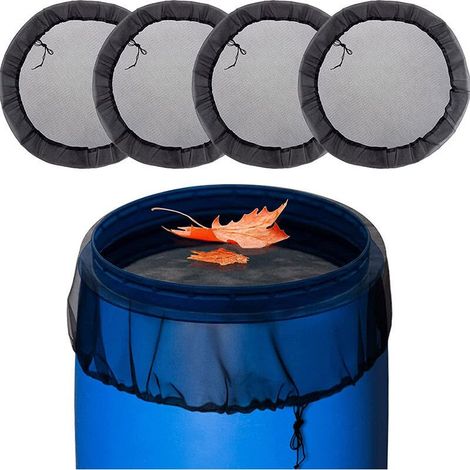 60cm Housse en maille pour baril de pluie, filet avec cordon de serrage pour seau de collecte d'eau ,Housse de barils de pluie anti-poussière pour cour, porches extérieurs, pelouses, jardins(4 article (1/4)