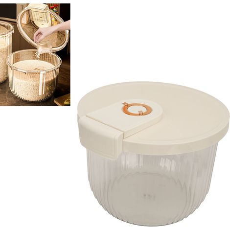 Seau à riz de luxe de qualité alimentaire, étanche aux insectes et à l'humidité, contenant hermétique pour le riz et les céréales, boîte de rangement pour le riz, 15 catties (1/5)
