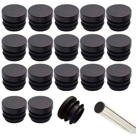 Embouts de chaise noirs, 16 mm, 32 pièces, embouts de chaise, plastique, embouts ronds, embouts de tube de chaise, embouts de pieds de chaise, protections de pieds de chaise (1/4)