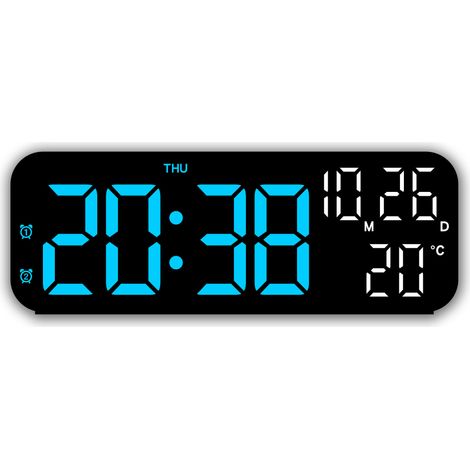 Semplice sveglia elettronica, orologio LED multifunzione per la casa - striscia luminosa blu, cassa nera (1/4)