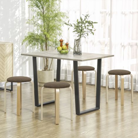 Tabouret rembourré ensemble 4 jambes empilables laquée pieds en bois - Couleur: Marron (1/4)