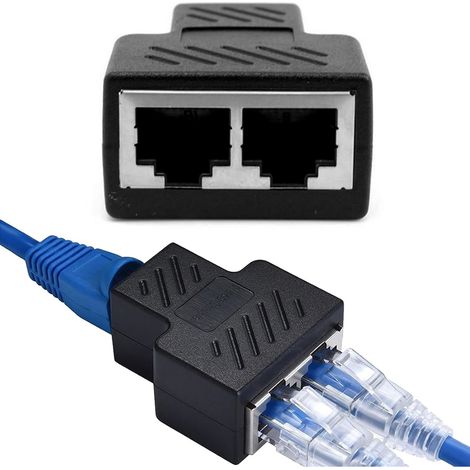 Adaptateur Rj45 1 à 2 ports femelle Connecteurs réseau d'extension Internet Prise en charge du câble Ethernet Cat5 Cat5e Cat6 Cat6e Cat7 (1/5)