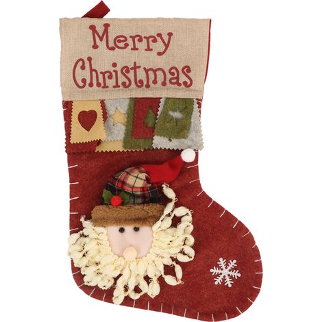 Bas de Noël non-tissé avec anneau de suspension robuste pour décoration de fête familiale, idéal pour accrocher lors des célébrations de Noël (1/5)