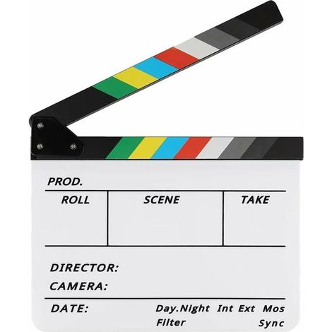 Clap de Cinema - Acrylique Film Clapper Hollywood, 30X24.5cm Clap Cinéma Professionnel pour Tournage Film, Tournage Vidéo, Studio Live, Vidéos de Bricolage (1/5)