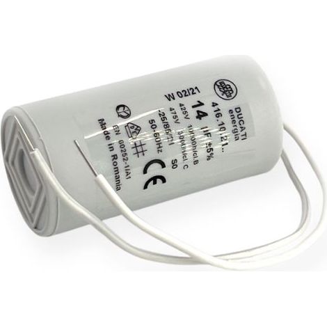 Ducati Energia – Condensateur permanent 14µF à fils – Ø36x70mm – Non polarisé pour moteurs monophasés 220V – Homologué VDE EN60252-1