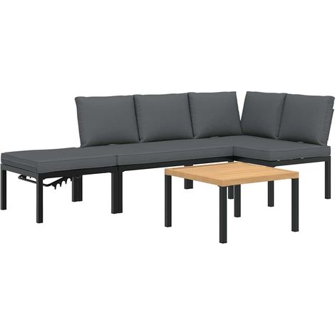 Maison Exclusive - Set Divani da Giardino 4 pz con Cuscini in Alluminio Nero