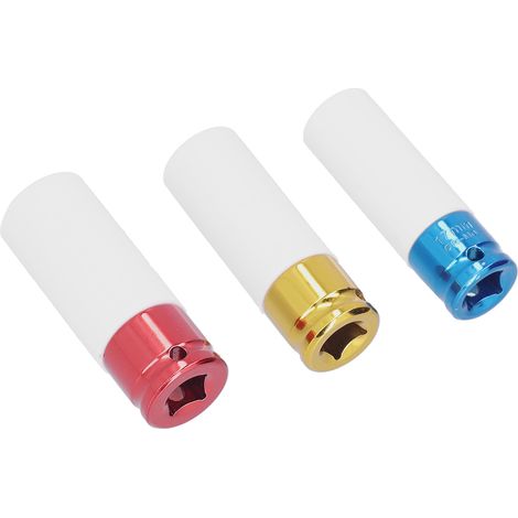 3-teiliges Radmuttern-Steckschlüssel-Set 1/2 Zoll, Metall, dünnwandig, für Tiefsitzende Felgen (1/5)