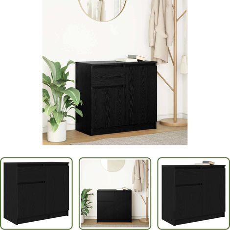 Schubladen - Sideboard mit Schublade Schwarz Eichen-Optik 71x35x65 cm (1/5)