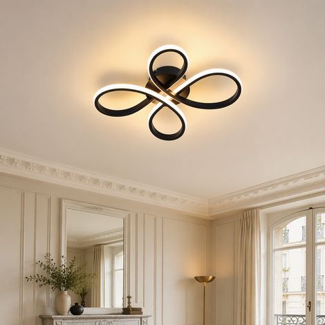 Plafonnier LED, lampe de plafond, luminaire plafond nœud chinois, 1350 lm 23 W, salon chambre cuisine, noir sable (1/5)