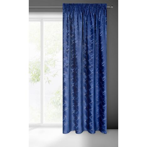 Rideau en Velours avec Galon fronceur - Motif géométrique - Style Moderne - pour Salon, Chambre à Coucher, Porte de Balcon - 140 x 270 cm - Bleu foncé/Gris (1/5)