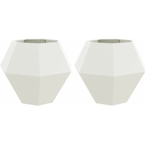 Lot de 2 jardinières rectangulaires élégantes pour extérieur 100 x 100 x 80 cm en acier blanc