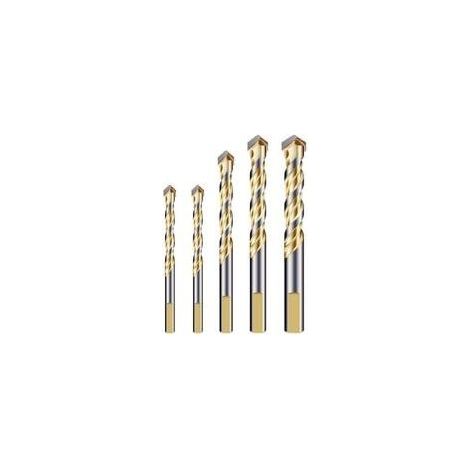 Juego de brocas multimaterial con punta de carburo y ranura doble para azulejos, hormigón, ladrillo, vidrio, plástico, madera, metal y plata (1/4)