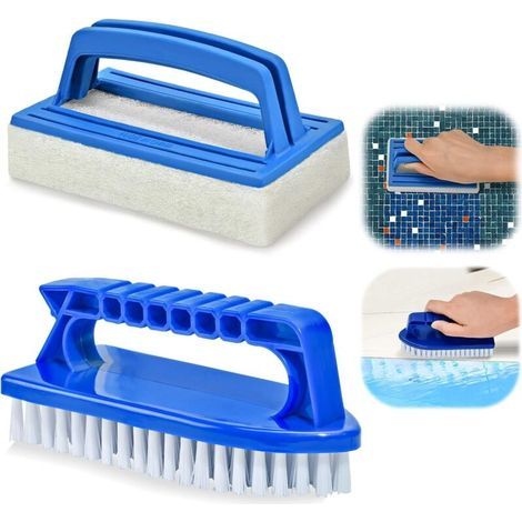 Ensemble de 2 brosses de piscine, éponges de piscine, tampon de nettoyage, éponge, brosse à algues, brosse de nettoyage, épurateur à main, convient pour nettoyer la saleté et la mousse pour spa, petit (1/4)