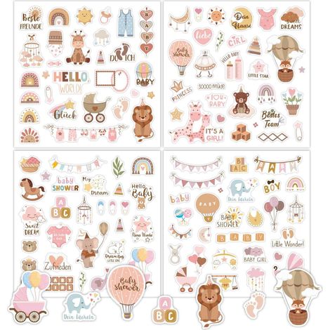 Sticker Album Photo Bébé - Autocollants Scrapbooking pour Livre d'Or et Carnet de Croissance - 8 Pièces - Couleurs Morandi (1/5)